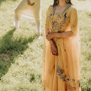 Elegant Yellow Embroidered Dress